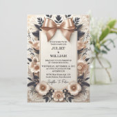 バナーがサテンシックなリボン切断結婚の 招待状 (スタンド正面)