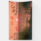 バナーのパーソナライズ, 50誕生日,ビーチの日の出 横断幕 (縦)