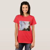 バナーはまだ波アメリカ国旗の女性 Tシャツ (正面フル)