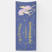 バナーはユニコーンで最初の誕生日へようこそ。 横断幕 (縦)