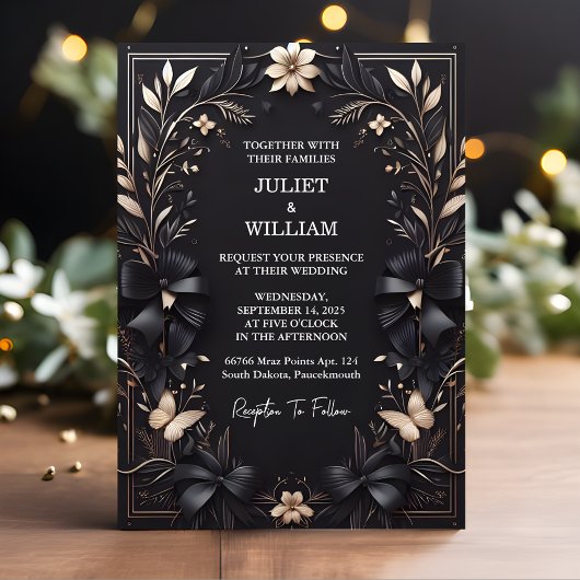 バナーを取得Satinシックなリボンカッティング結婚ズ 招待状