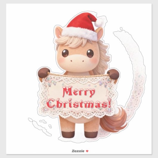 バナーを掲げる陽気なクリスマスの馬 シール (シート)