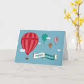 バナーを表示する熱風船誕生日カード カード (黄色い花)