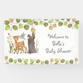 バナーウッドランド動物赤ちゃんシャワー 横断幕 (横)