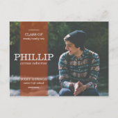 バナーオレンジ色の写真の卒業発表 案内ポストカード (正面)