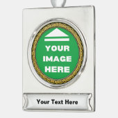 バナーオーナメントパーソナライズされた- – イメージの追加/文字 シルバープレートバナーオーナメント (左)