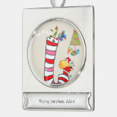 バナーオーナメント小妖精や小人サンタキャンディーケーン シルバープレートバナーオーナメント (左)