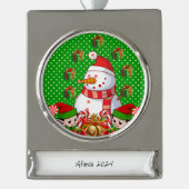 バナーオーナメント小妖精や小人雪だるま シルバープレートバナーオーナメント (正面)