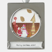 バナーオーナメント雪だるまサンタ シルバープレートバナーオーナメント (正面)