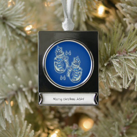 バナーオーナメント雪だるま シルバープレートバナーオーナメント (ツリー)