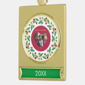 バナーオーナメント – 当社の初めてのクリスマス – 写真/日付 ゴールドプレートバナーオーナメント (左)