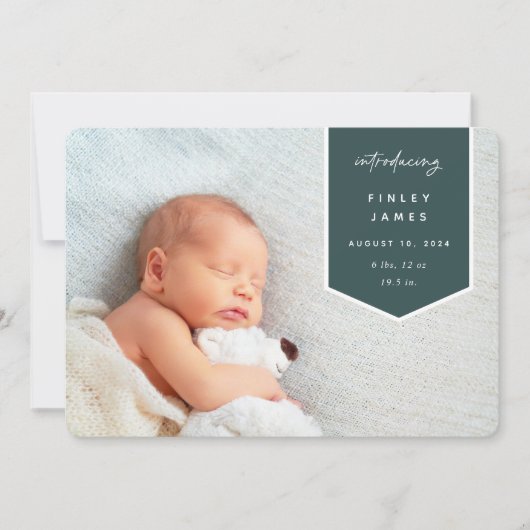 バナーオーバーレイ |写真の横誕生の発表 案内状 (正面)