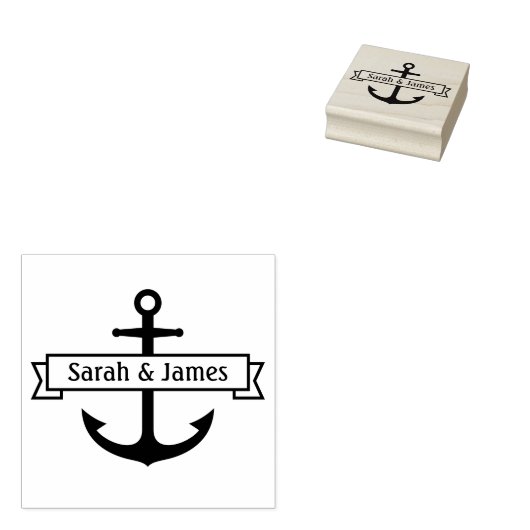 バナーカップルの名前またはいかりの文字を持つカスタム ラバースタンプ (押印)