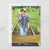 バナーグモダンラードパーティー招待状フェイク/ゴールドフォイル 招待状 (正面)