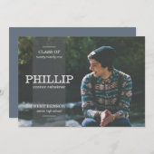 バナーグレーフォト卒業招待状 招待状 (正面/裏面)