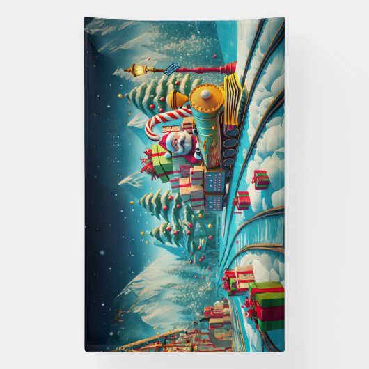 バナーサンタ北極表現聖降誕祭イブ 横断幕 (縦)