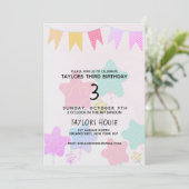 バナーバルーン水彩第1誕生日パーティー 招待状 (スタンド正面)