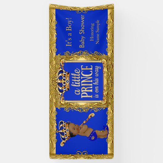 バナープリンスは彼の道を進んでいるブルー金ゴールドエスニック 横断幕 (縦)