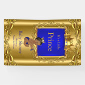 バナープリンスベビーシャワーブルー金ゴールドエスニック2 横断幕 (横)