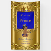 バナープリンスベビーシャワーブルー金ゴールドエスニック2 横断幕 (縦)