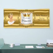 バナープリンセスベビーシャワー金ゴールドホワイトブロンドガール 横断幕 (トレードショー)