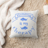 バナーリボン引用文魚釣りはセラピー クッション (ブランケット)
