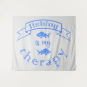 バナーリボン引用文魚釣りはセラピー タペストリー (正面(横))