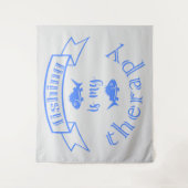 バナーリボン引用文魚釣りはセラピー タペストリー (正面)