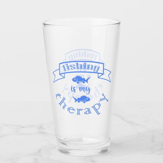 バナーリボン引用文魚釣りはセラピー タンブラーグラス (正面)