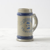 バナーリボン引用文魚釣りはセラピー ビールジョッキ (正面右)