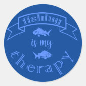 バナーリボン引用文魚釣りはセラピー ラウンドシール (正面)