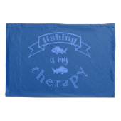 バナーリボン引用文魚釣りはセラピー 枕カバー (裏面)