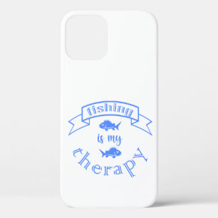 バナーリボン引用文魚釣りはセラピー iPhone 12ケース