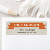 バナーリボン記号オレンジ色差出人住所ラベル ラベル (インサイチュ)