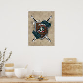 バナー一族のバッジが剣を渡りポスター18x24 ポスター (キッチン)