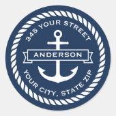 バナー付いかり及びロープ縁ど差出人住所 ラウンドシール (正面)