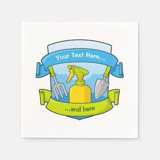 バナー付きガーデニングシールド スタンダードカクテルナプキン (正面)