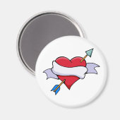 バナー付き弓&矢印バレンタ空白のインハート マグネット (正面/裏面)