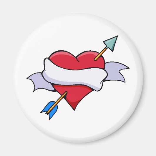 バナー付き弓&矢印バレンタ空白のインハート マグネット (正面)