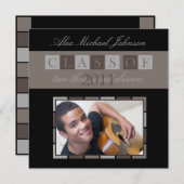 バナー卒業招待状発表（銀色） 招待状 (正面/裏面)