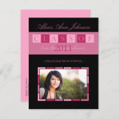 バナー卒業発表はがき（ピンク） インビテーションポストカード (正面/裏面)