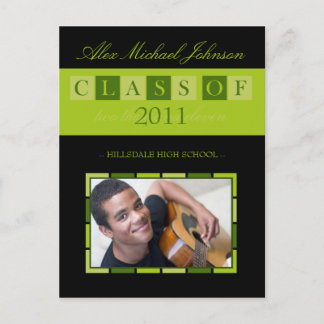 バナー卒業発表はがき(ライム) インビテーションポストカード