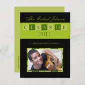 バナー卒業発表はがき(ライム) インビテーションポストカード (正面/裏面)