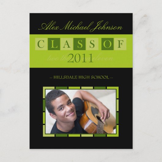 バナー卒業発表はがき(ライム) インビテーションポストカード (正面)