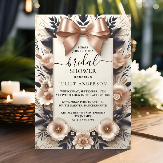 バナー弓へサテンリボン切断ブライダルシャワー 招待状