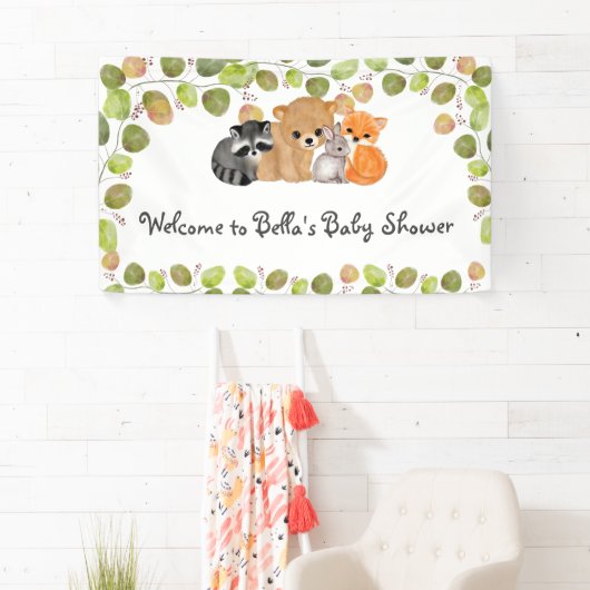 バナー森林動物の森の友人ベビーシャワー 横断幕 (インサイチュ)