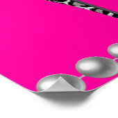 バナー誕生日ホットピンクリップスティックゼブラヒョウ ポスター (角)