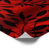 バナー追加Age Birthday Party Red Damask Black ポスター (角)