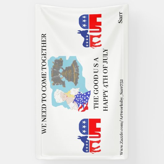 バナー； 7月4日HAPPY 横断幕 (縦)