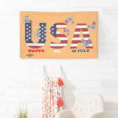 バナー「7月4日HAPPY 4 OF JULY」 横断幕 (インサイチュ)